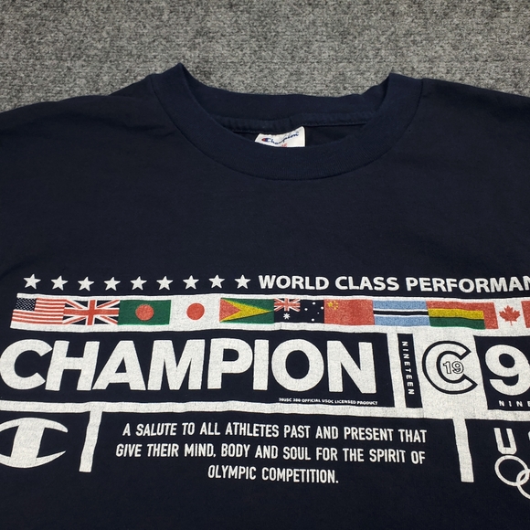Vintage Champion 1996 USA Atlanta Olympics Team T Shirt Size Large Navy Blue - Picture 4 of 8